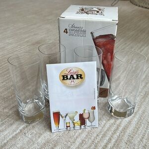 Luigi Bormioli Strauss 13.5 Oz Glasses Set of 4 Square-Shaped Highball Glassware